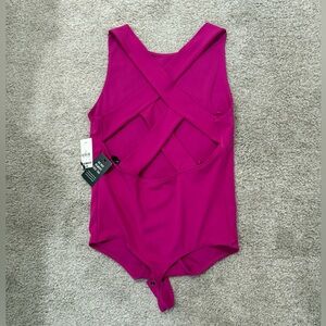 Express Pink Body Contour Strappy Back Bodysuit size small
